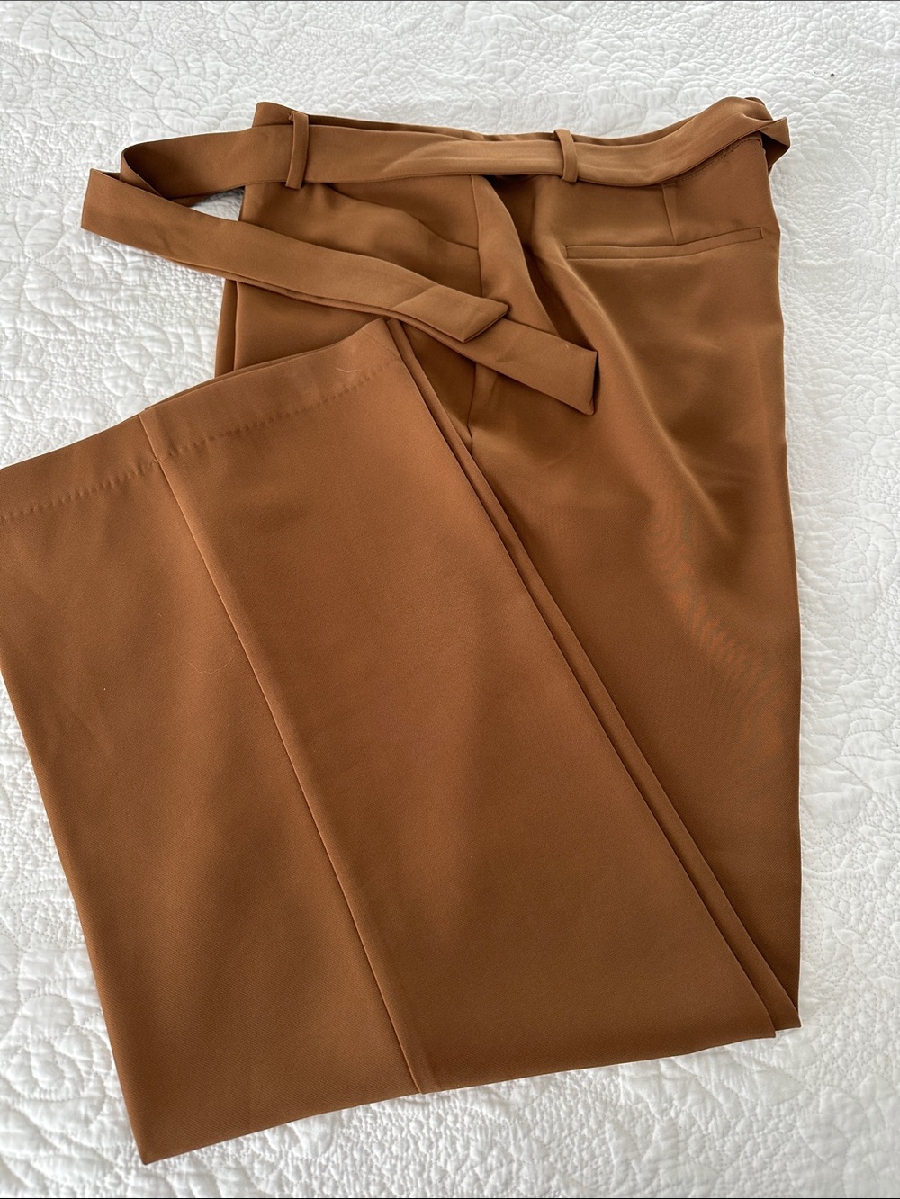 Chico's Camel Brown Tie-Waist Wide-Leg Trousers